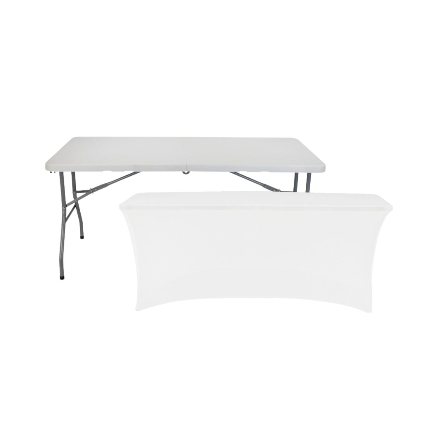 Mesa rebatível 150 cm branca + cobertura para catering 7house Mesas rebatíveis 1